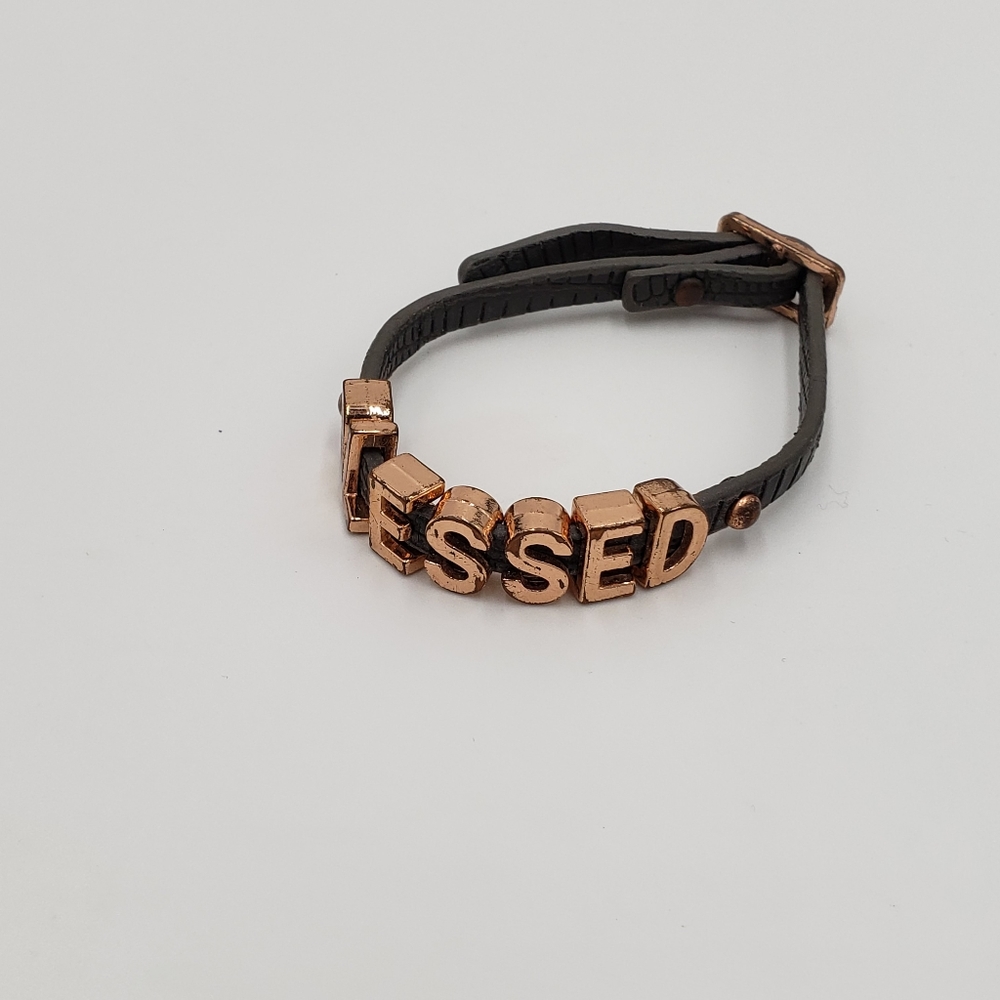 " Blessed " Leather Bracelet